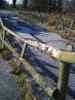 gefrorenes Wasser unterm Stacheldraht